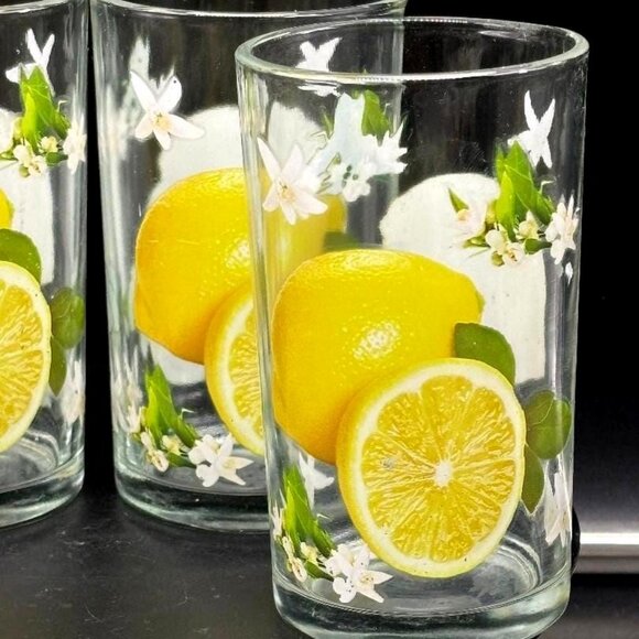 Vintage 1960's Imperial Glass Lemonade Juice Citrus Glasses Set of 4 - Picture 2 of 8